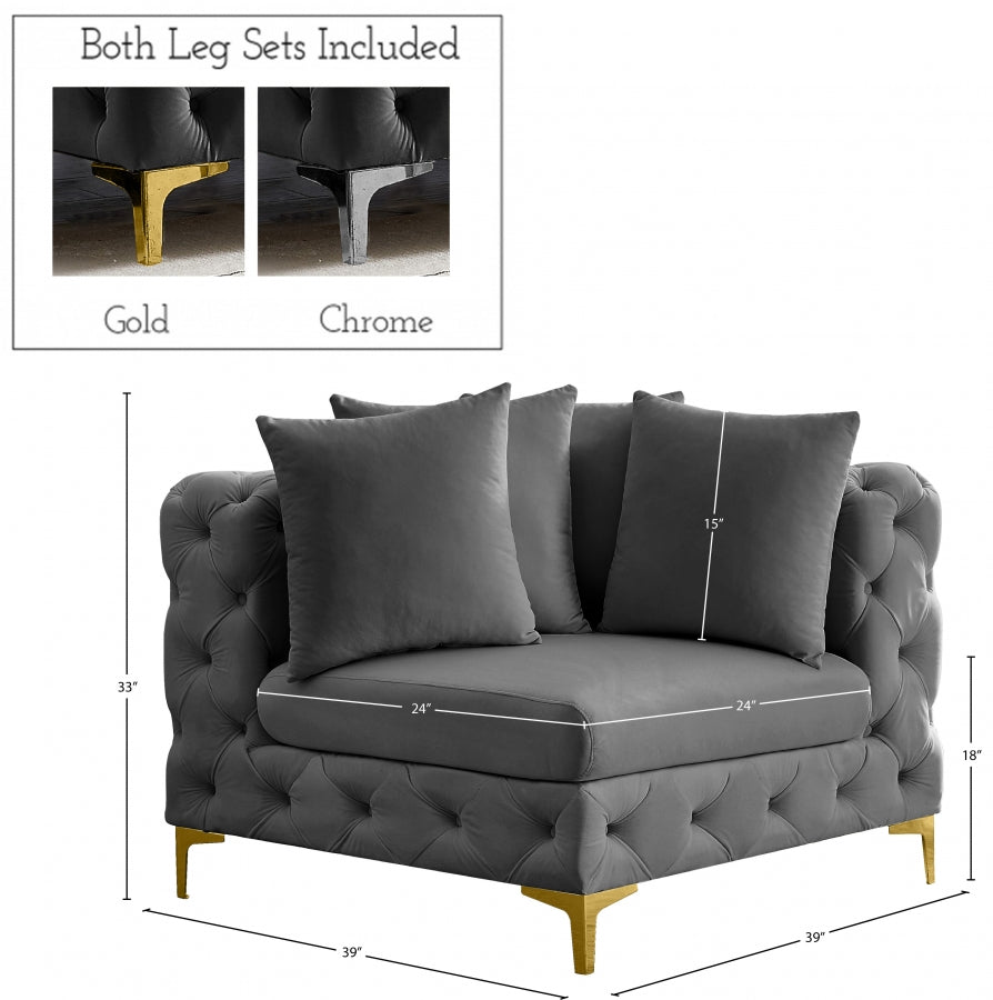 Chaise de coin modulaire en velours Tremblay
