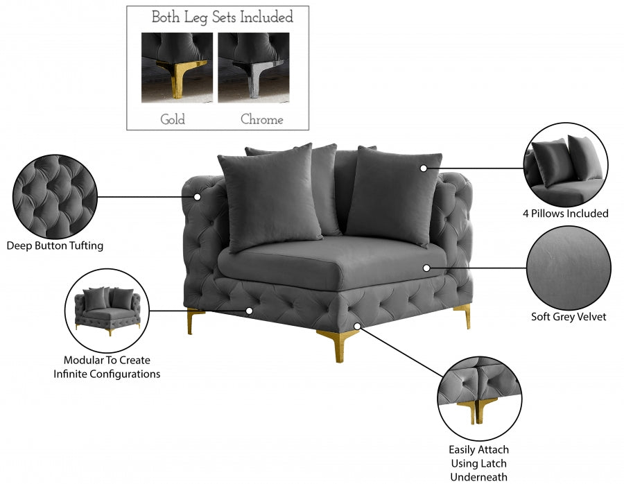 Chaise de coin modulaire en velours Tremblay