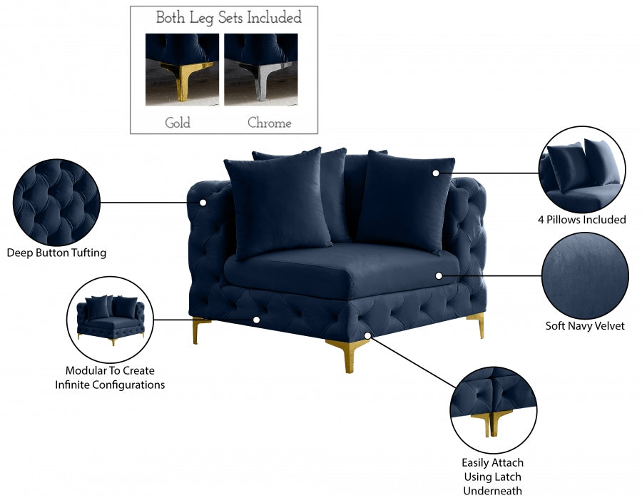 Chaise de coin modulaire en velours Tremblay