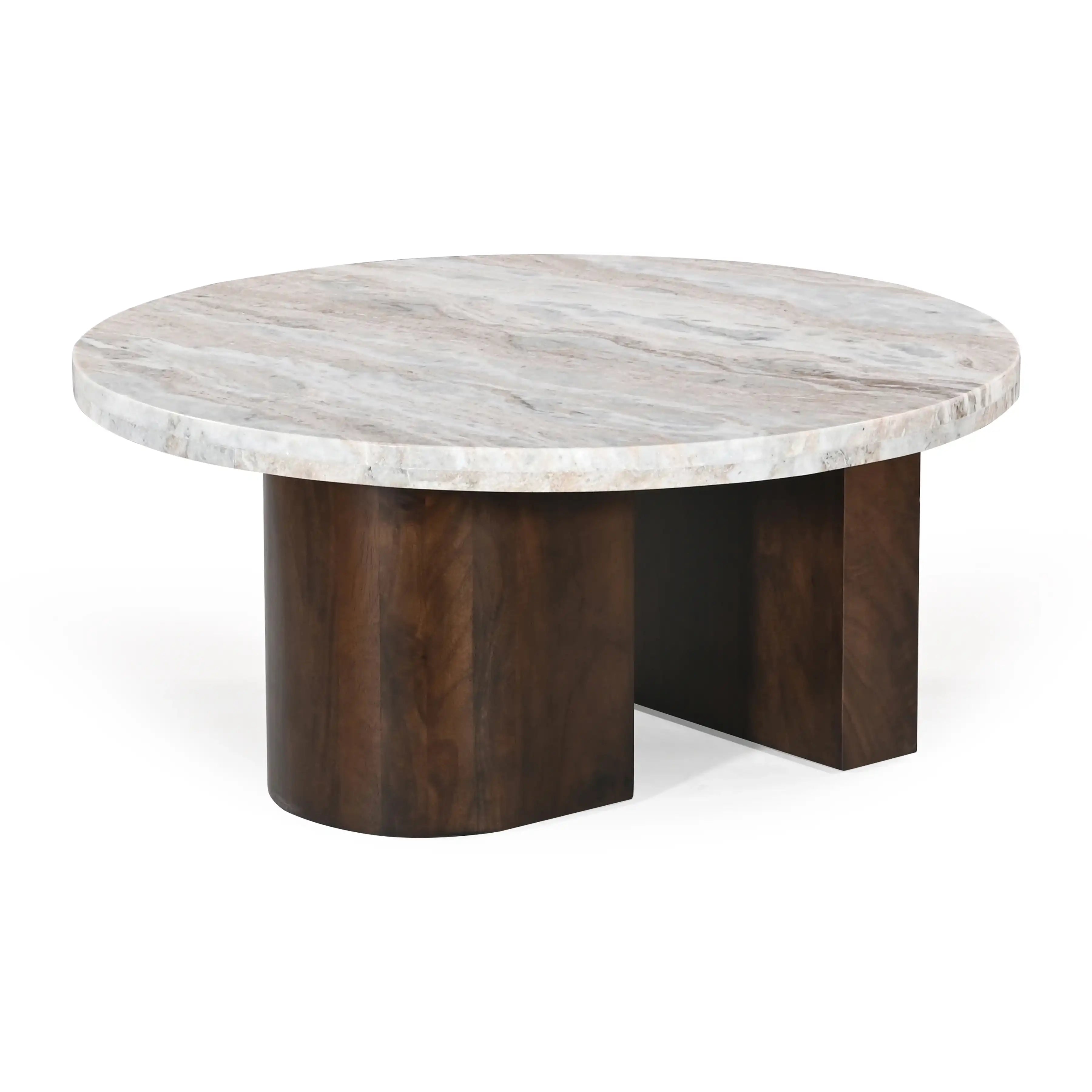 Table Coastline 35" | Plateau Marbre et Base Manguier