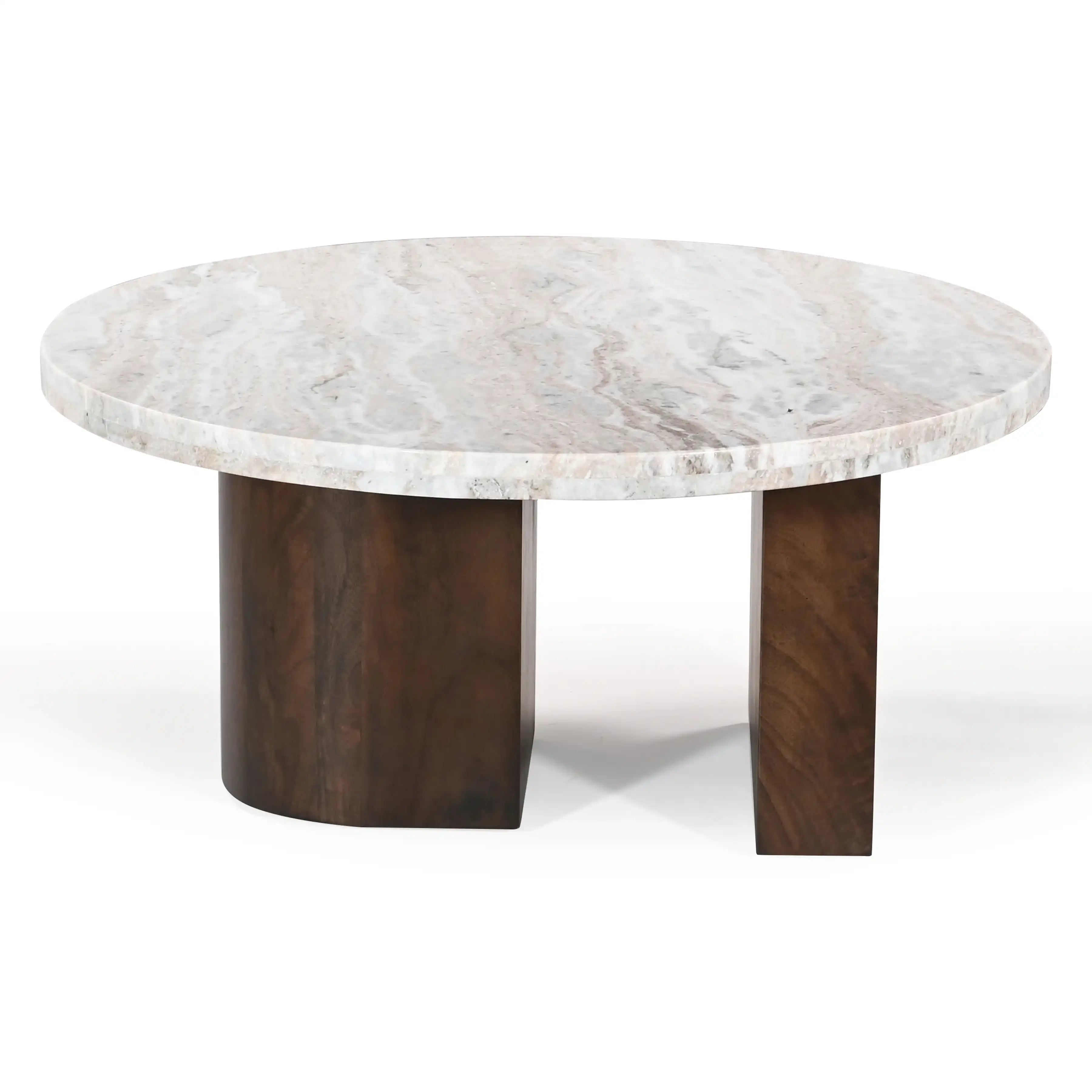 Table Coastline 35" | Plateau Marbre et Base Manguier