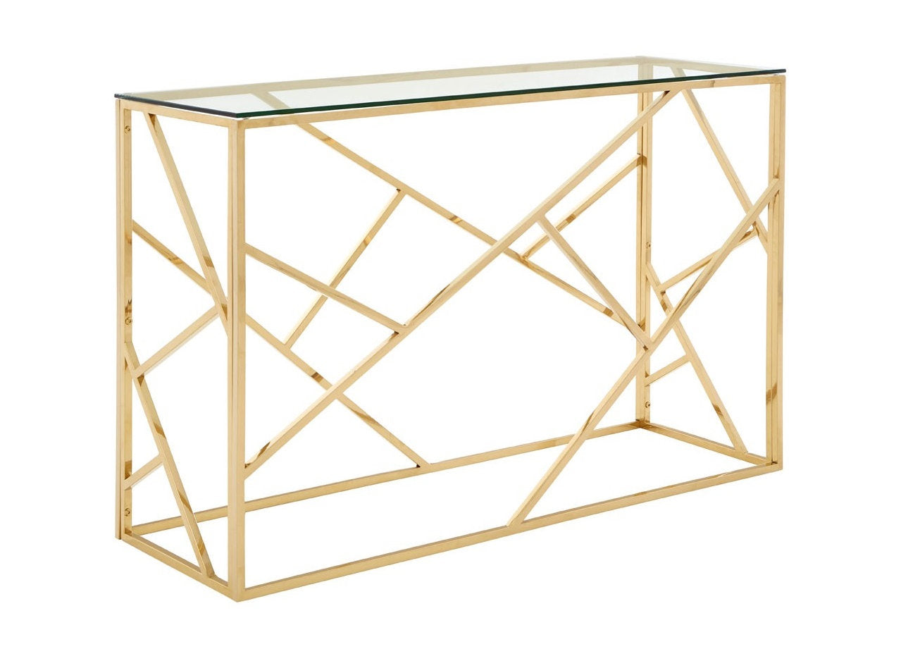 Ensemble de table basse avec verre trempé transparent et cadre doré ( Meuble Mtl )