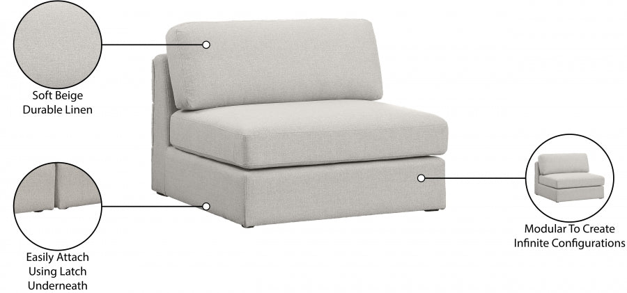 Chaise modulaire sans accoudoirs texturée en lin Beckham