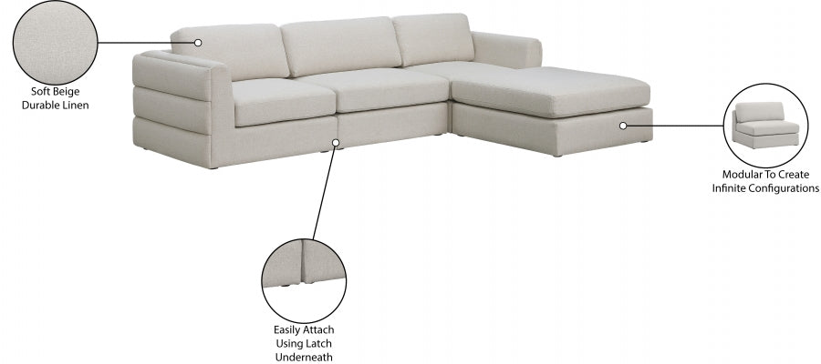 Canapé modulaire texturé en lin Beckham