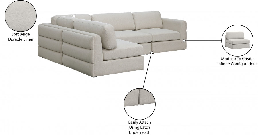 Canapé modulaire texturé en lin Beckham