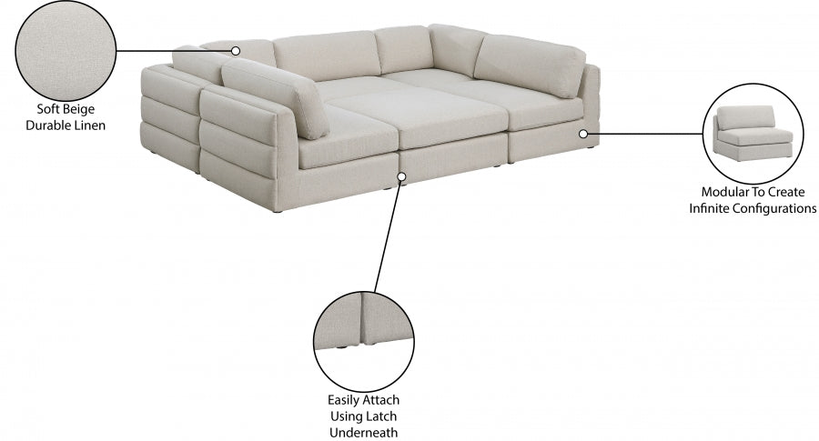 Canapé modulaire en lin texturé Beckham
