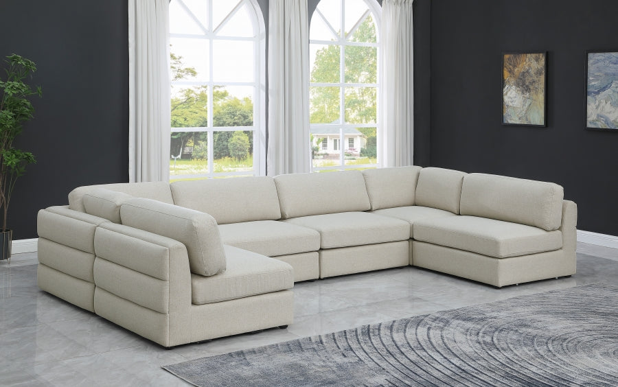 Canapé modulaire en lin texturé Beckham