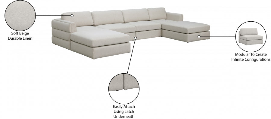 Canapé modulaire en lin texturé Beckham