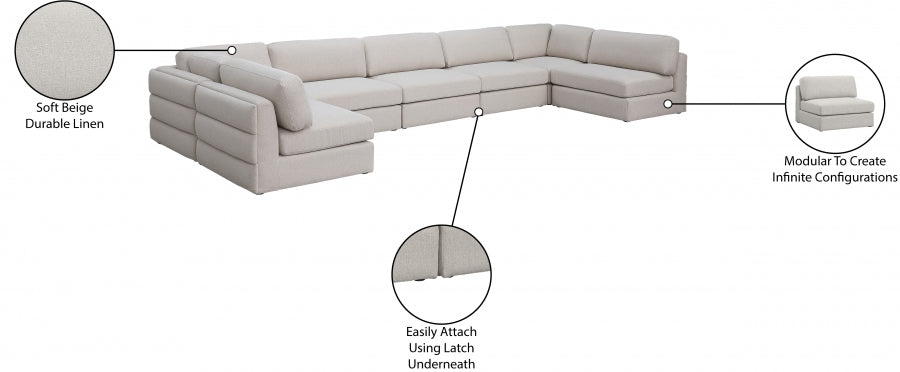 Canapé modulaire en lin texturé Beckham