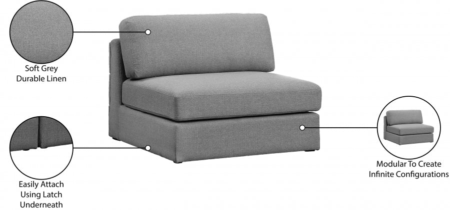 Chaise modulaire sans accoudoirs texturée en lin Beckham