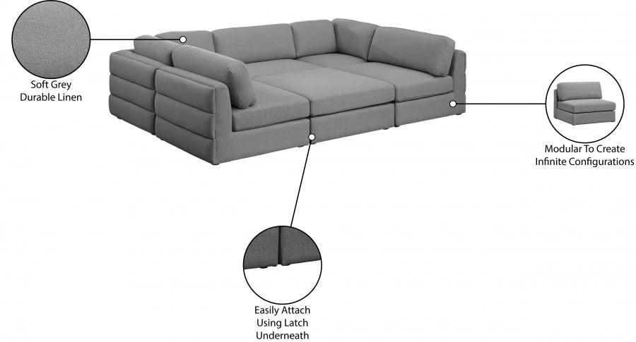 Canapé modulaire en lin texturé Beckham