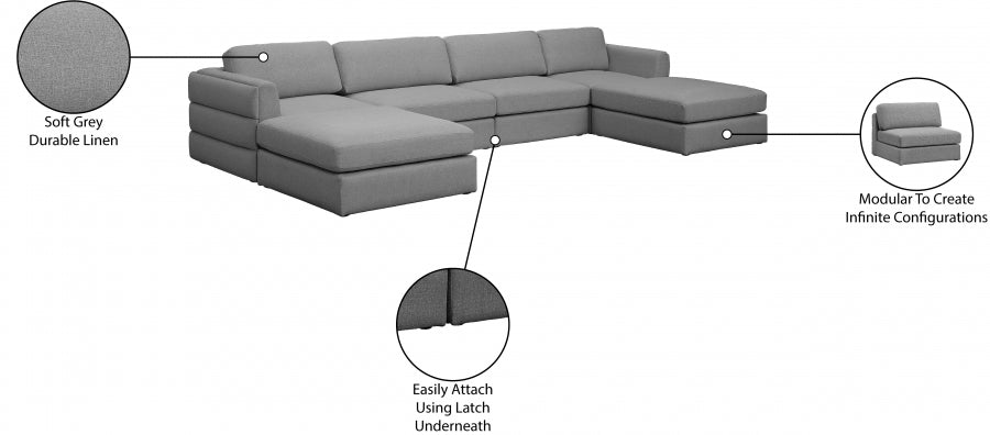Canapé modulaire en lin texturé Beckham