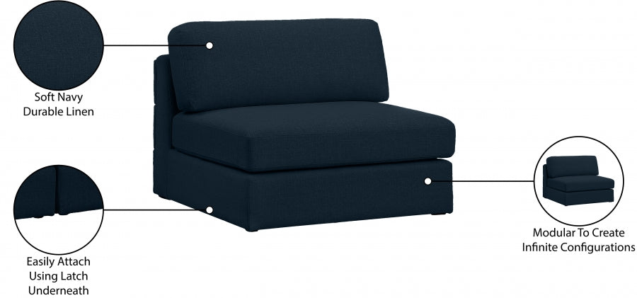 Chaise modulaire sans accoudoirs texturée en lin Beckham