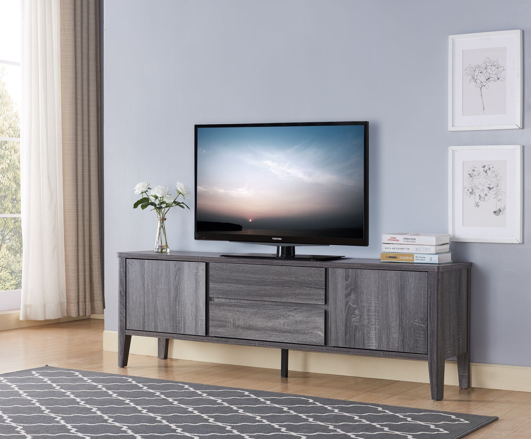 MEUBLE TV 66'' - GRIS ( Meuble Mtl )