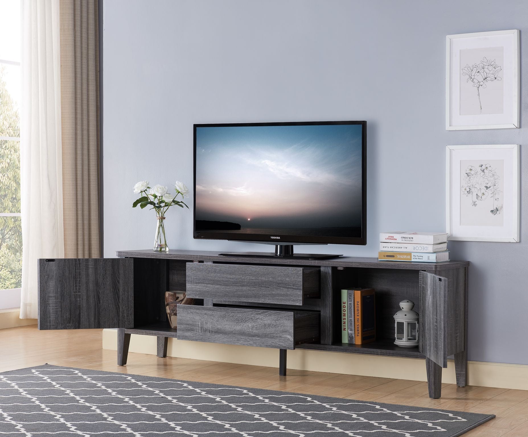 MEUBLE TV 66'' - GRIS ( Meuble Mtl )