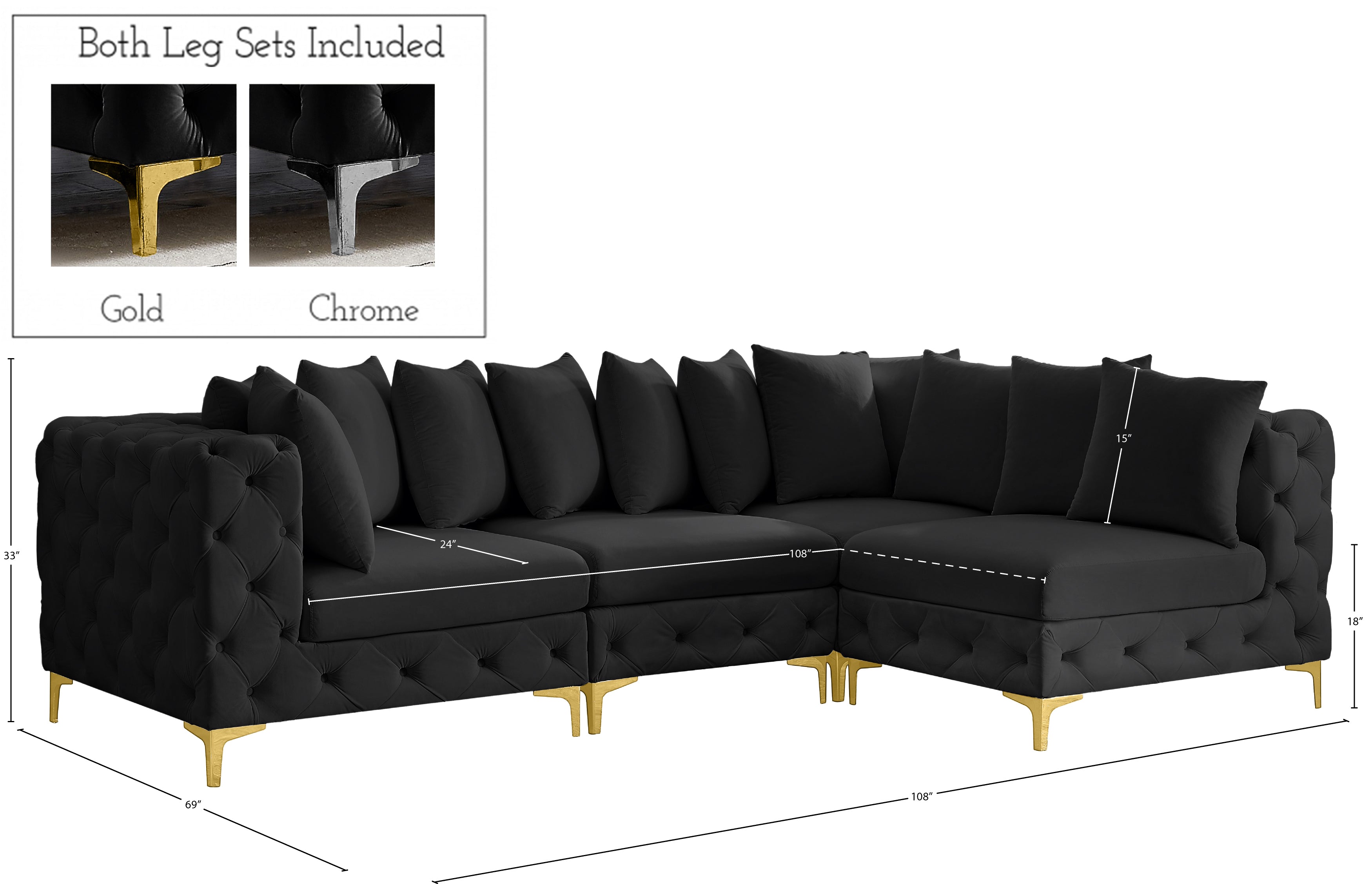 Sectionnel modulaire en velours Tremblay
