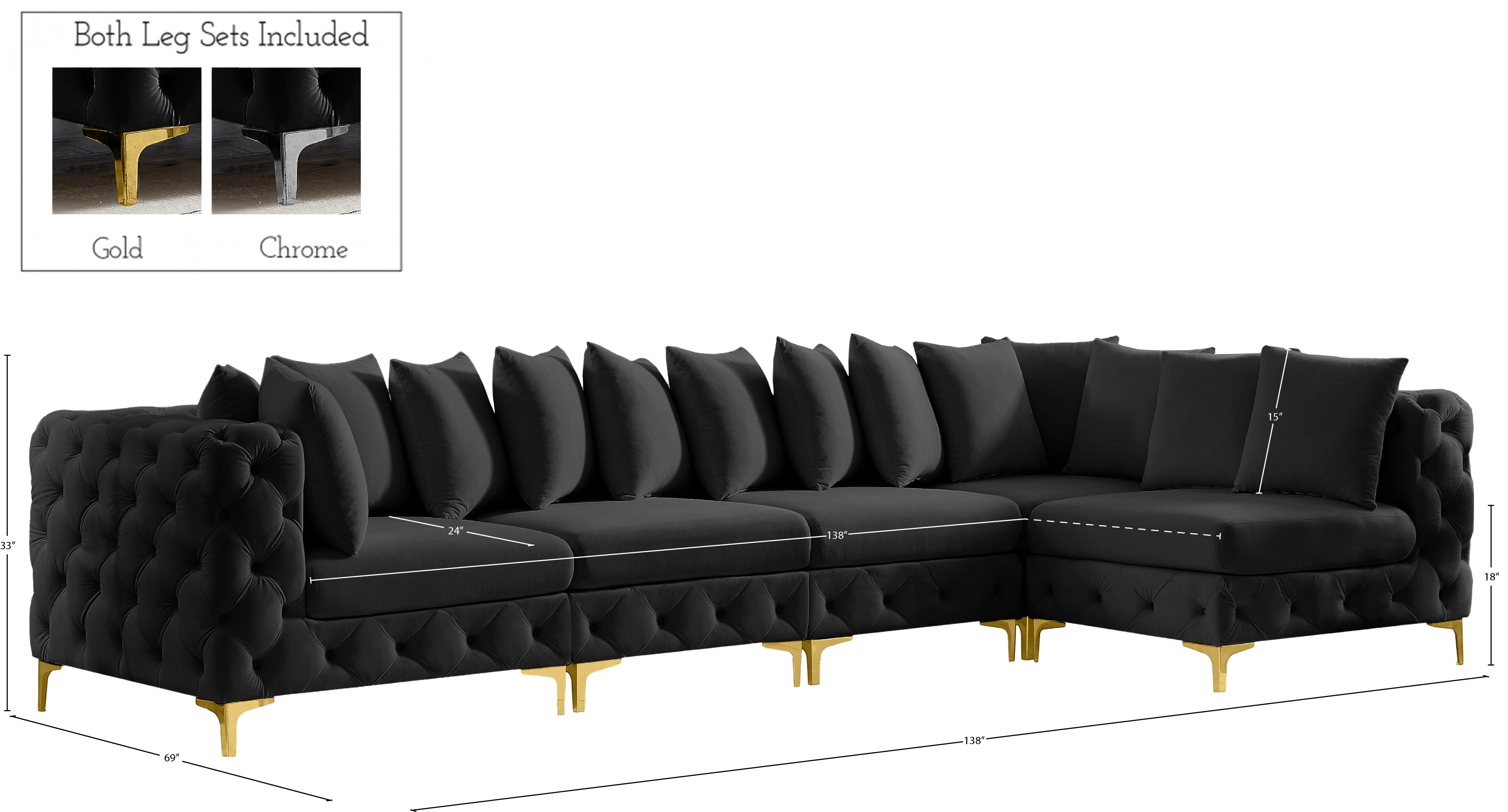 Sectionnel modulaire en velours Tremblay