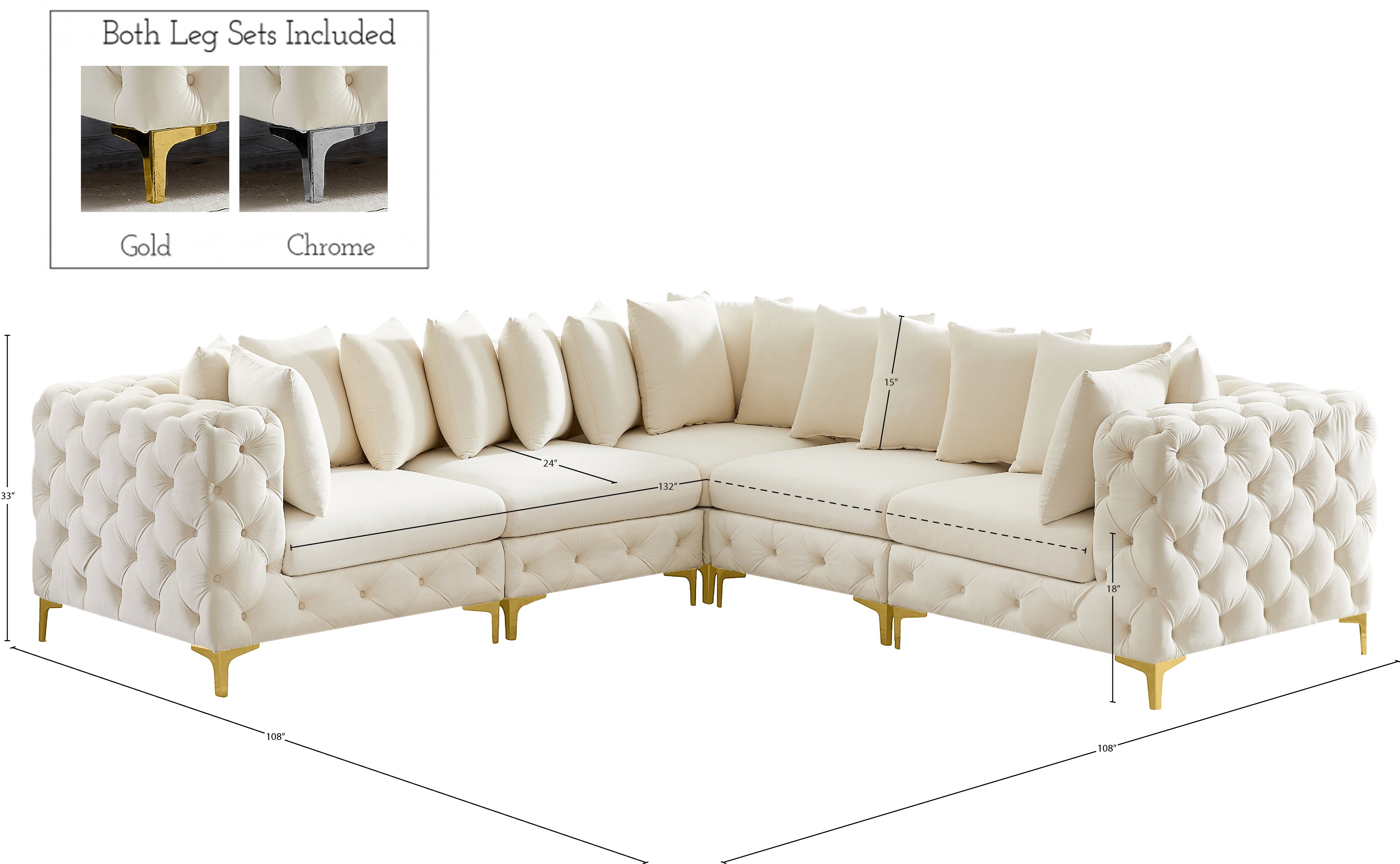 Sectionnel modulaire en velours Tremblay