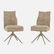 Ensemble de 2 Chaises de Cuisine Pivotantes en Tissu Gris - Primo