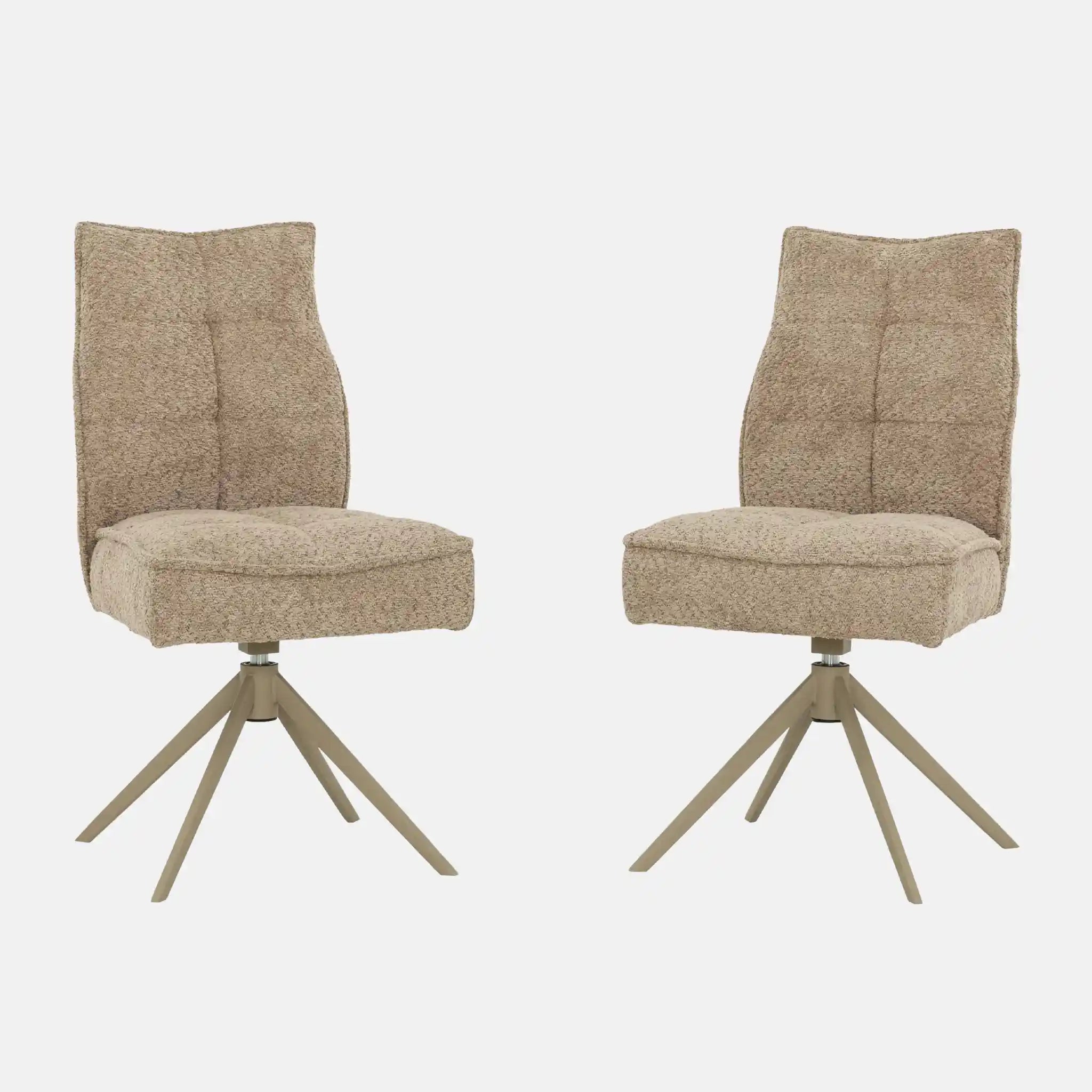 Ensemble de 2 Chaises de Cuisine Pivotantes en Tissu Gris - Primo