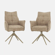 Ensemble de 2 Chaises Salle à Manger avec Accoudoirs Pivotantes - Bouclé Gris