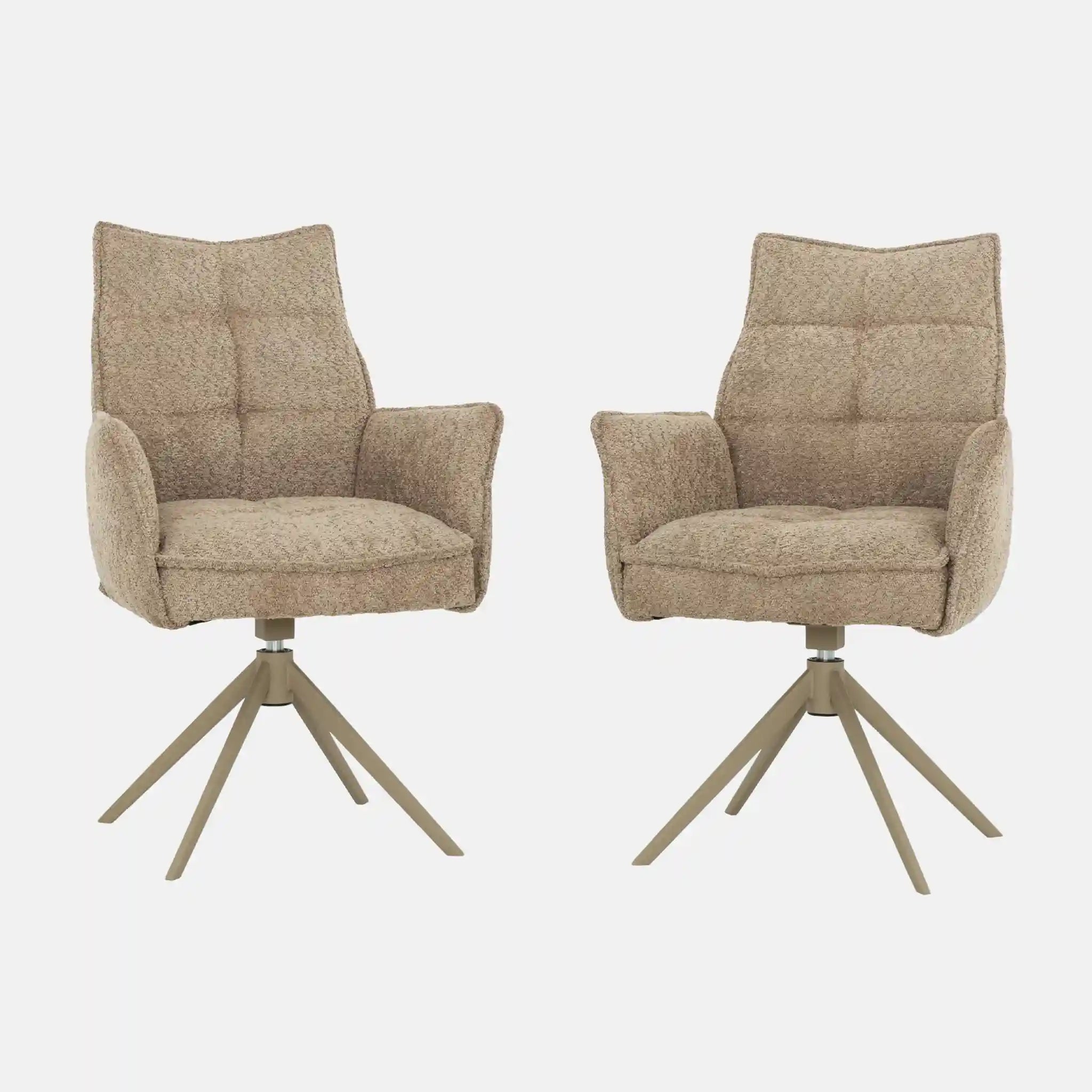 Ensemble de 2 Chaises Salle à Manger avec Accoudoirs Pivotantes - Bouclé Gris