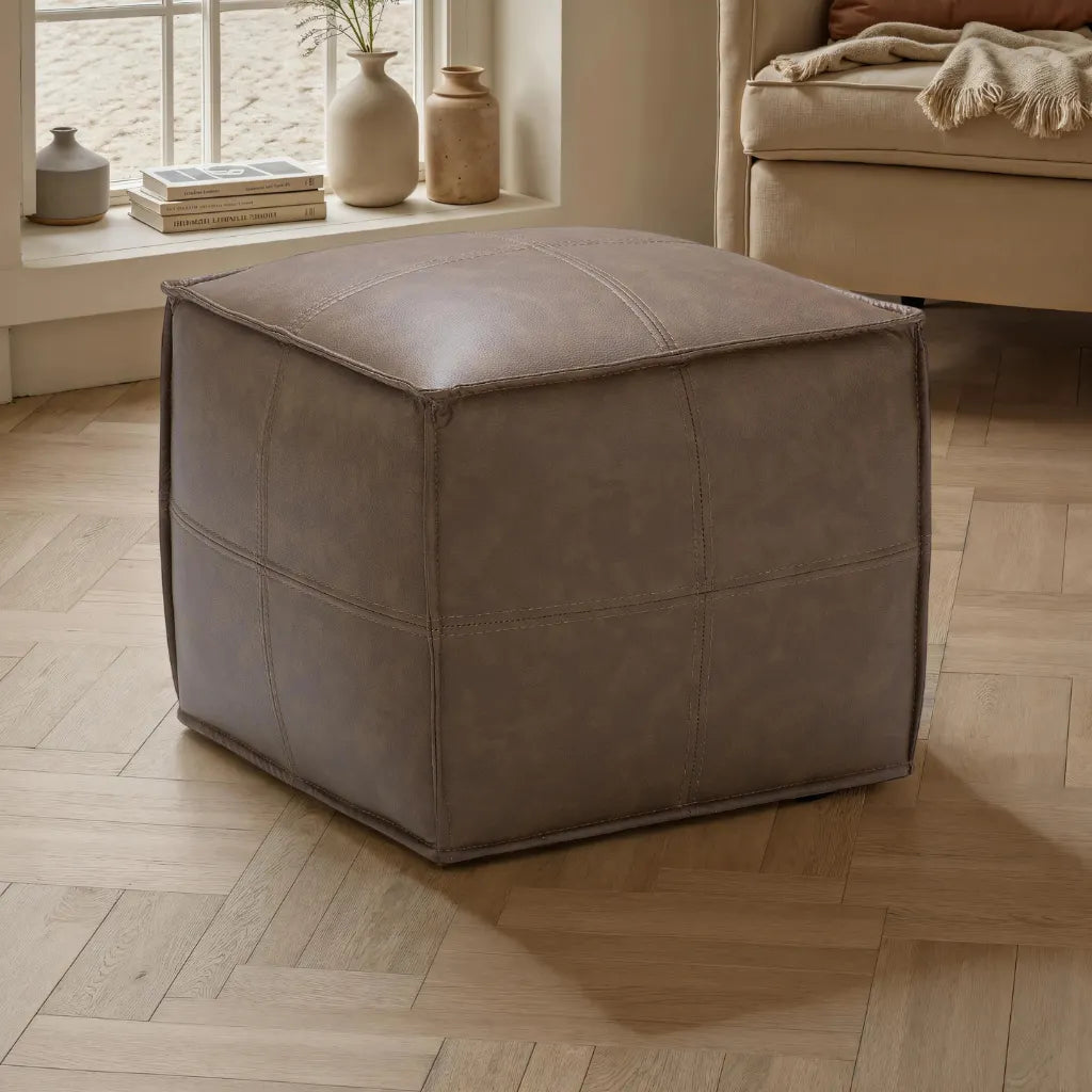 Pouf Silo Barksdale | Siège d'Appoint et Repose-Pieds Brun