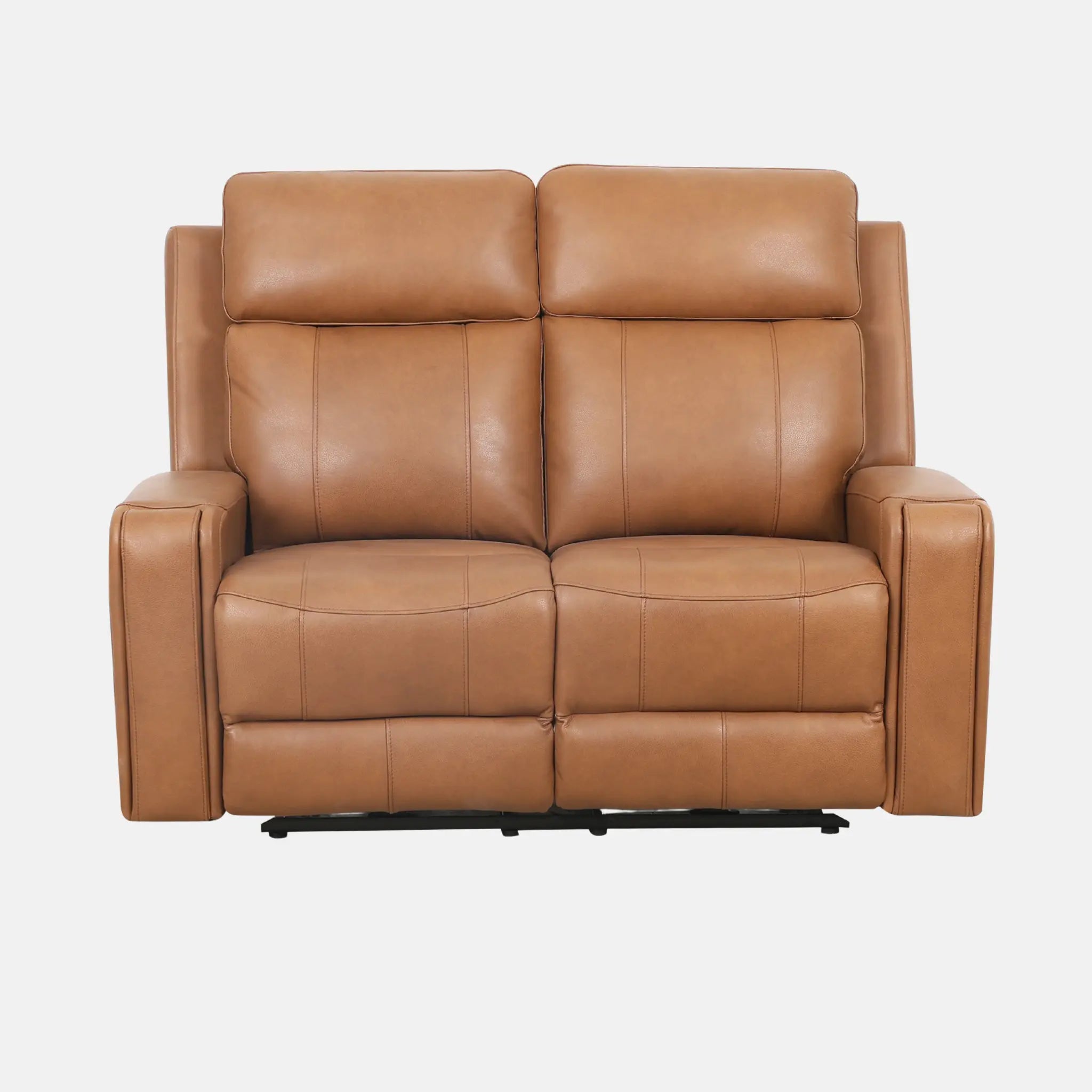 Primo Cavron Causeuse en Cuir Véritable Inclinable Électrique Cognac