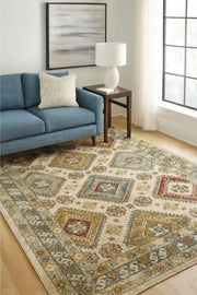 Maisha 5x8 : Tapis aux Motifs Détaillés Gris, Crème et Taupe