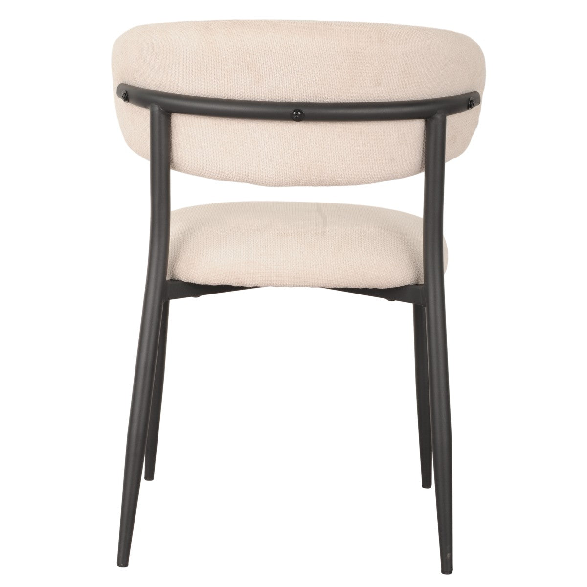 Chaises Gianna en tissu beige | Dossier incurvé et pattes noires