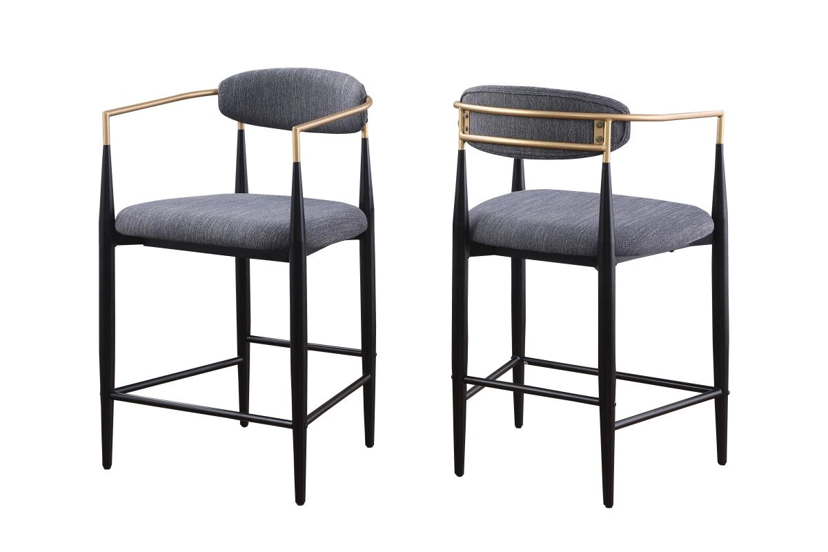 Mykos : Duo de Tabourets Gris avec Structure Noir et Or
