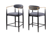 Mykos : Duo de Tabourets Gris avec Structure Noir et Or
