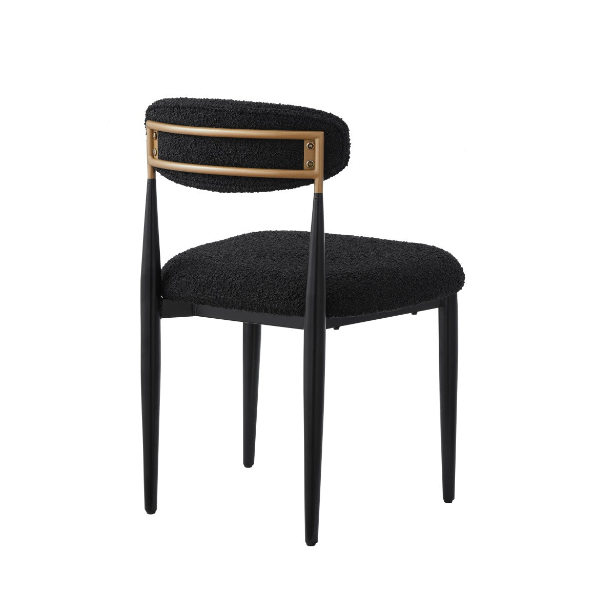 Chaises de repas Kodi en tissu noir | Cadre en métal (Set de 2)