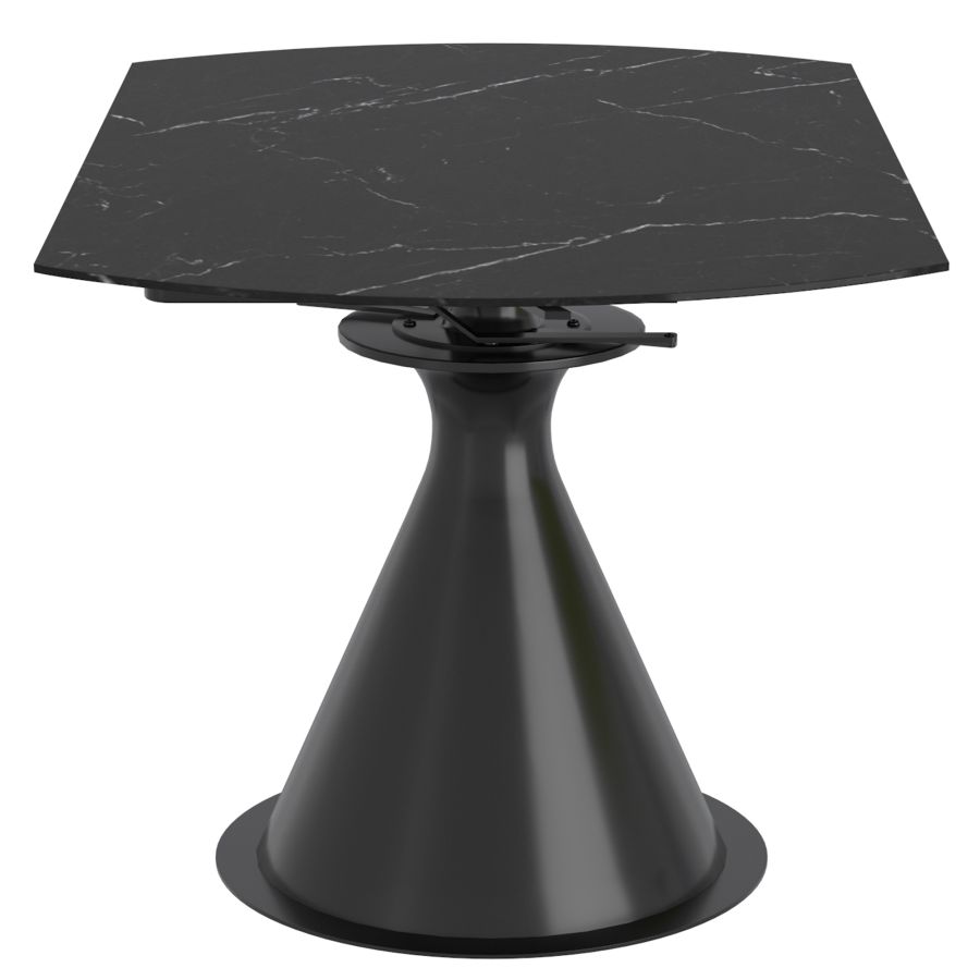 Table de salle à manger ronde sur pied Calisto avec rallonge en noir