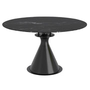 Table de salle à manger ronde sur pied Calisto avec rallonge en noir