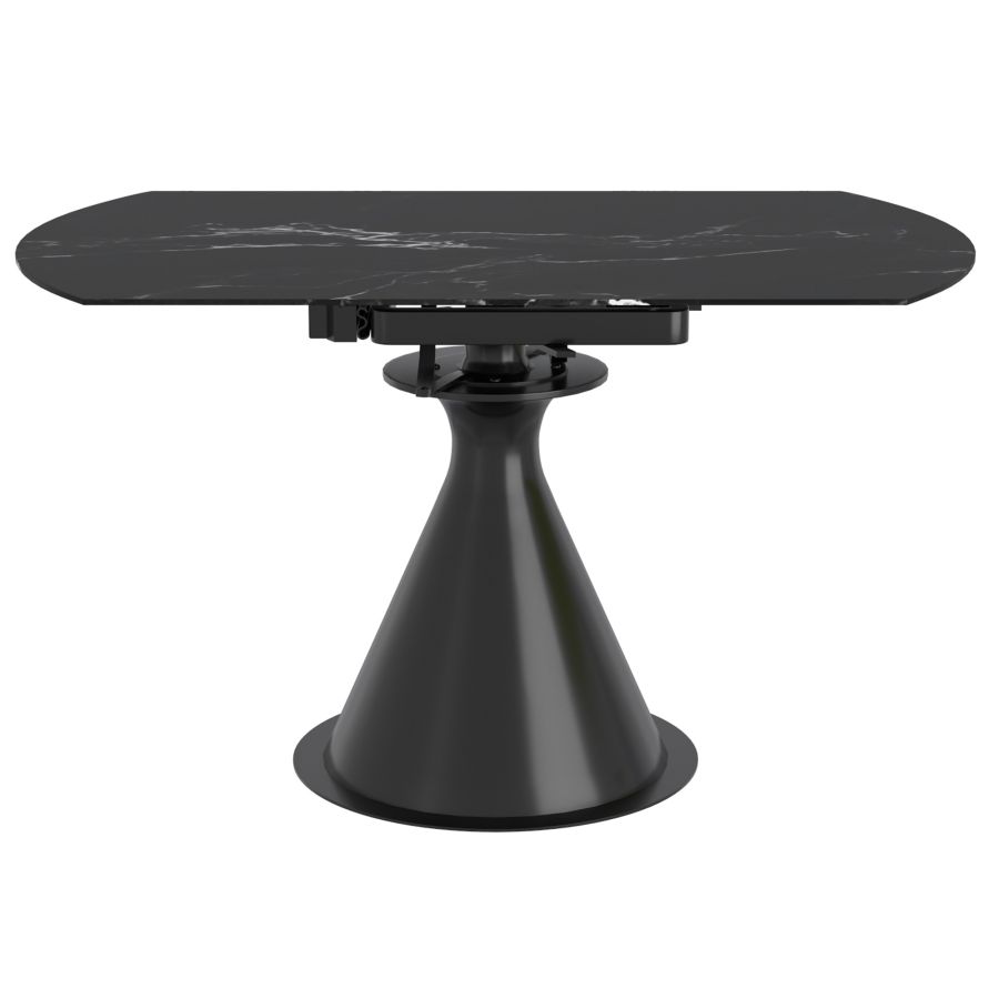 Table de salle à manger ronde sur pied Calisto avec rallonge en noir