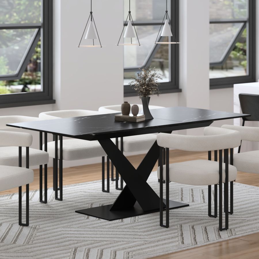 Table de salle à manger Julius avec rallonge en noir