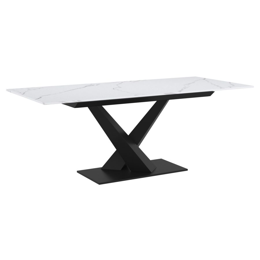 Table de salle à manger Julius avec rallonge en blanc et noir