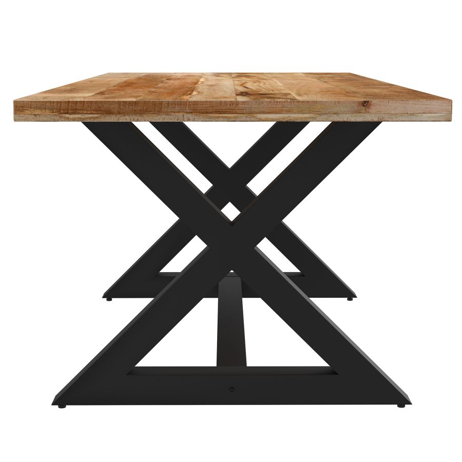 Table de salle à manger rectangulaire Zax en naturel et noir