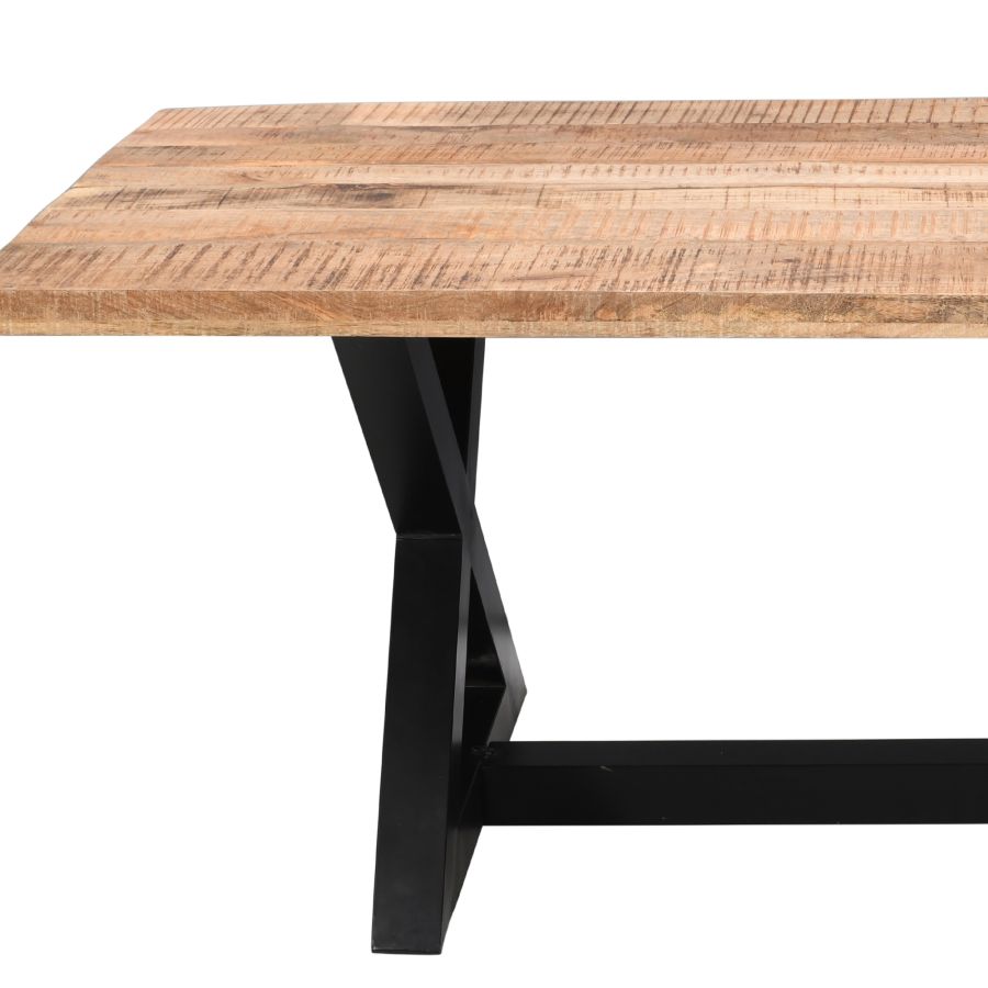 Table de salle à manger rectangulaire Zax en naturel et noir