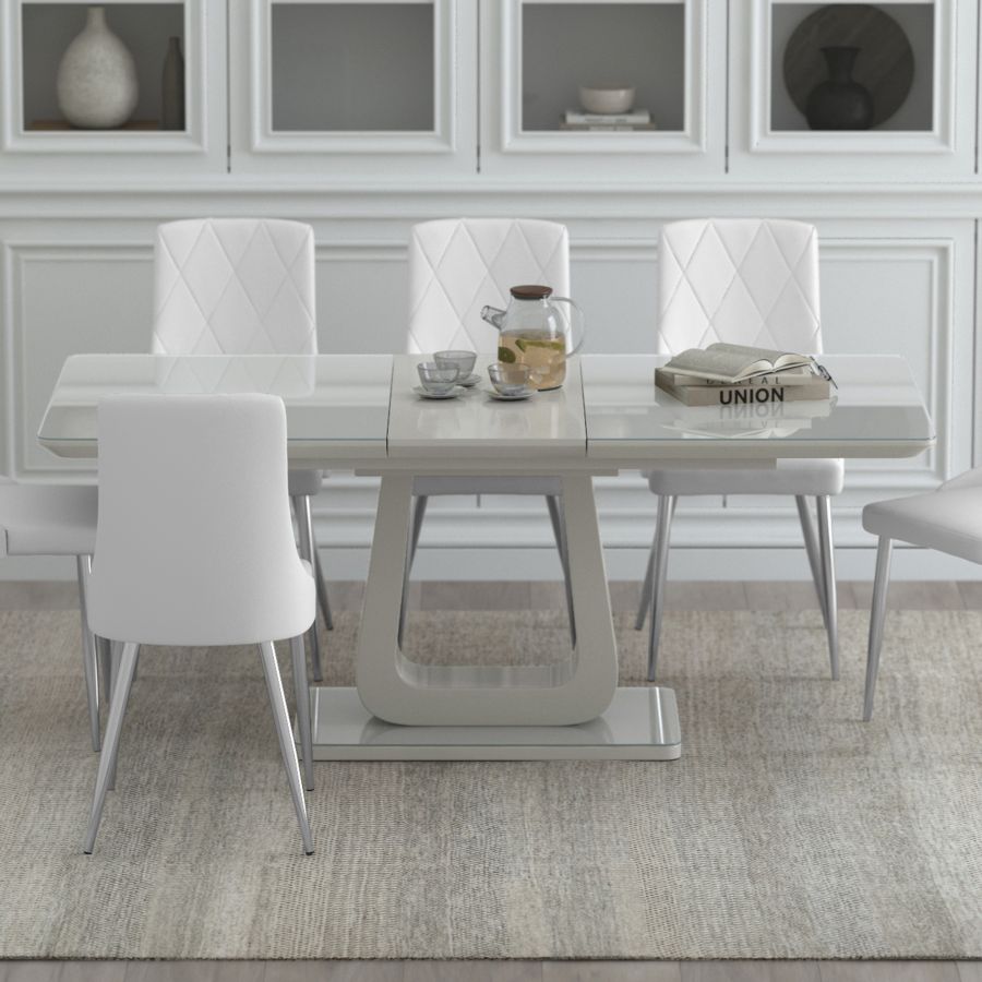 Table de salle à manger Corvus avec extension en gris chaud