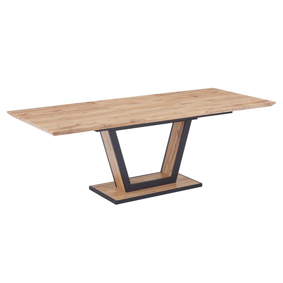 Table de salle à manger Forna avec rallonge en naturel et noir