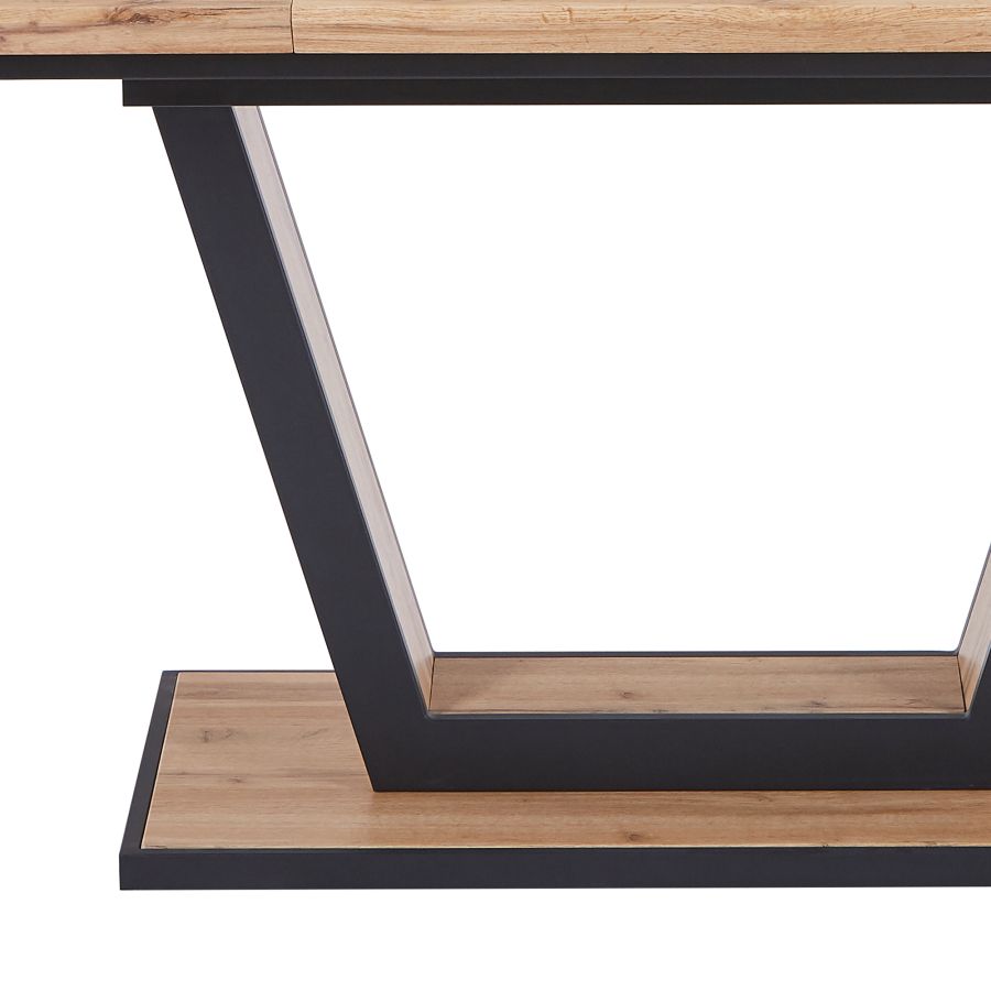 Table de salle à manger Forna avec rallonge en naturel et noir