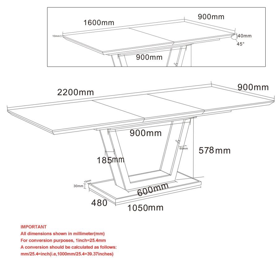Table de salle à manger Forna avec rallonge en naturel et noir