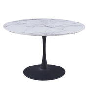 Table de salle à manger ronde Zilo de 48 po en faux marbre blanc et noir