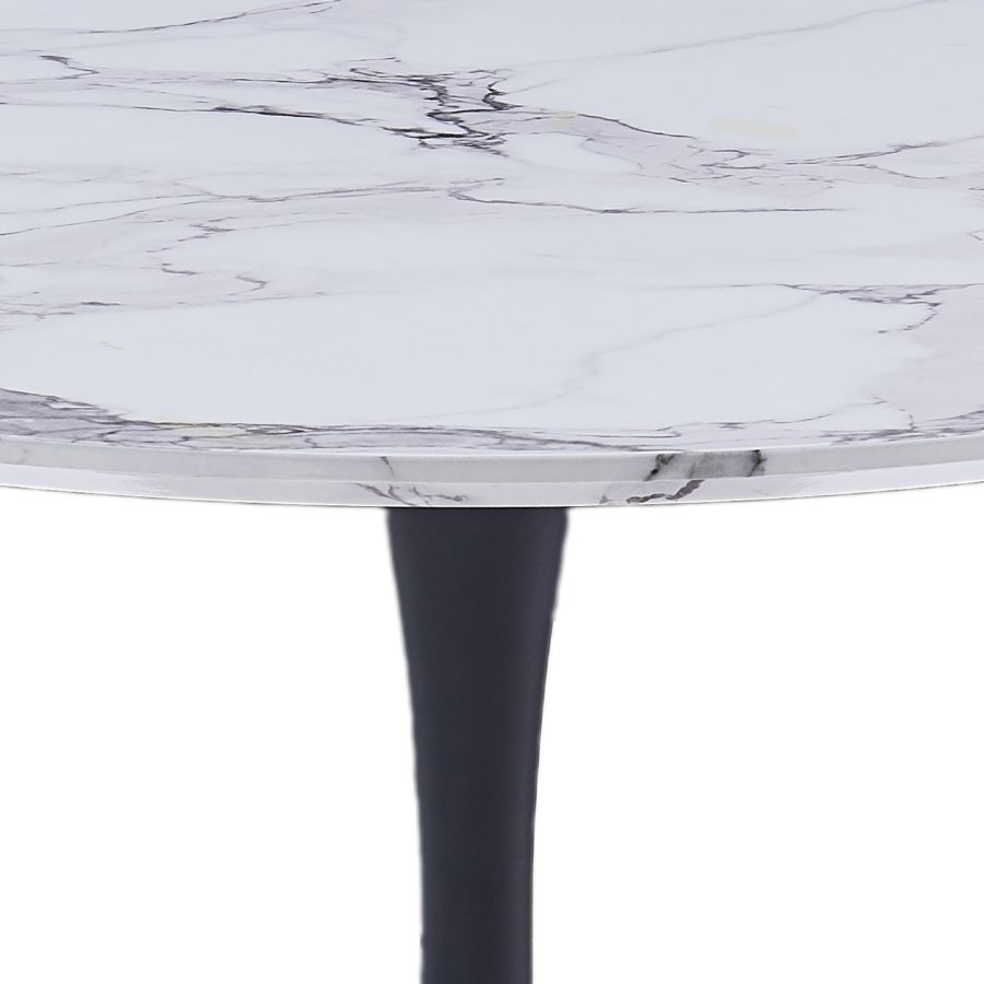 Table de salle à manger ronde Zilo de 40 po en faux marbre blanc et noir