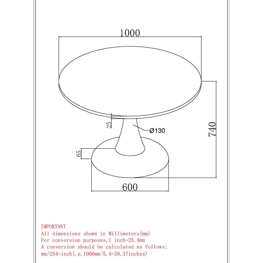 Table de salle à manger ronde Zilo de 40 po en faux marbre blanc et noir