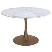 Table de salle à manger ronde Zilo de 48 po en faux marbre blanc et ou vieilli ( Meuble Mtl )