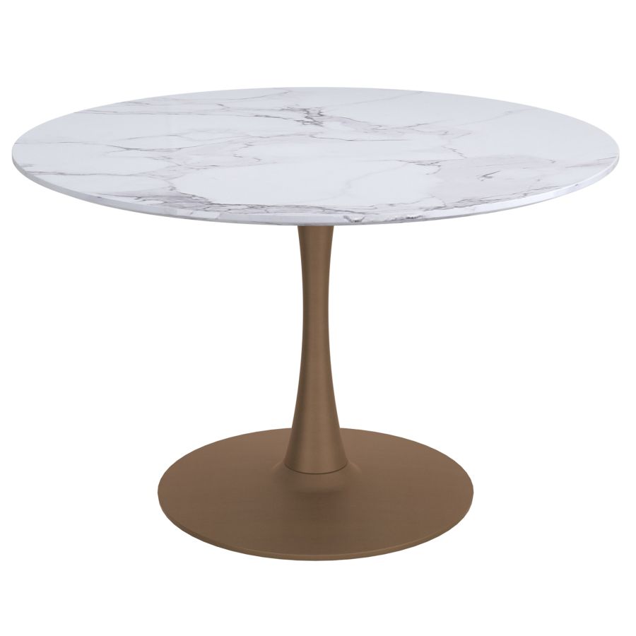 Table de salle à manger ronde Zilo de 48 po en faux marbre blanc et ou vieilli ( Meuble Mtl )