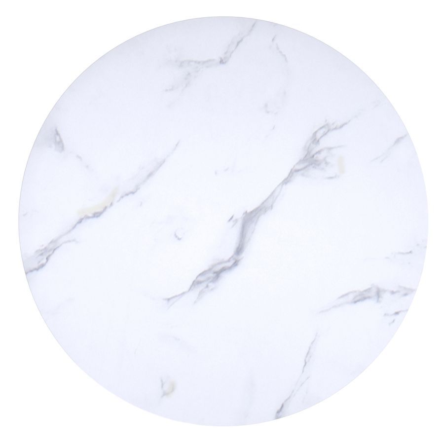 Table de salle à manger ronde Zilo de 40 po en faux marbre blanc et ou vieilli